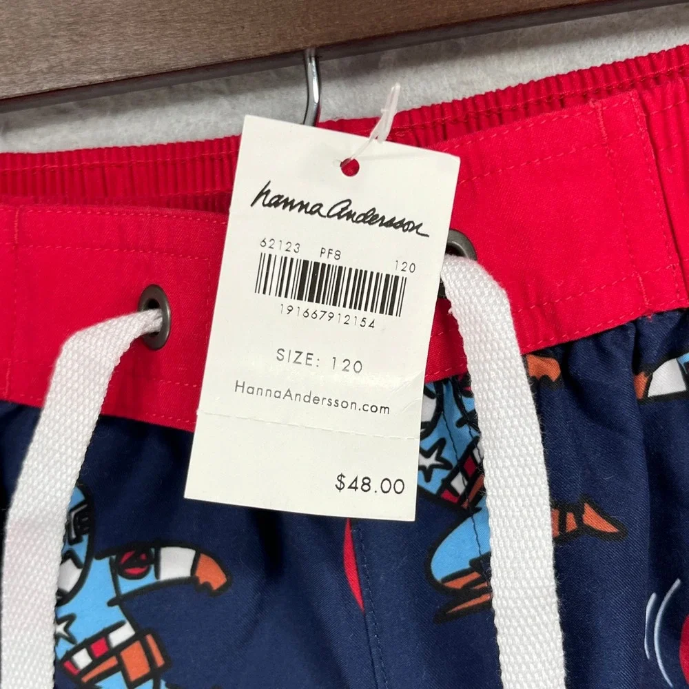 Captain America Marvel Hanna Andersson Swim Shorts Boys 6-7 Blue Superhero NEW